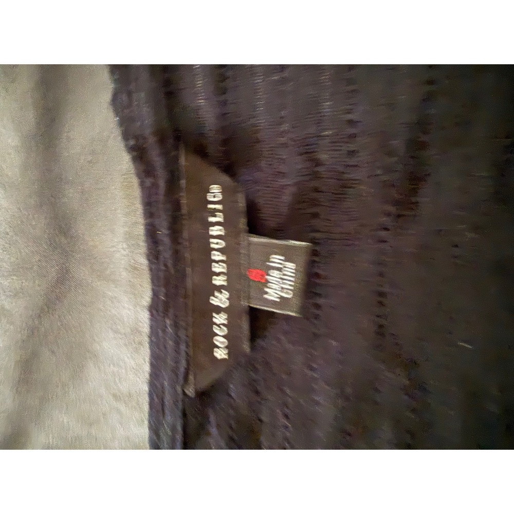 Rock & Republic Women Black Textured Metallic Knit Long Sleeve Top Size L - Picture 4 of 6